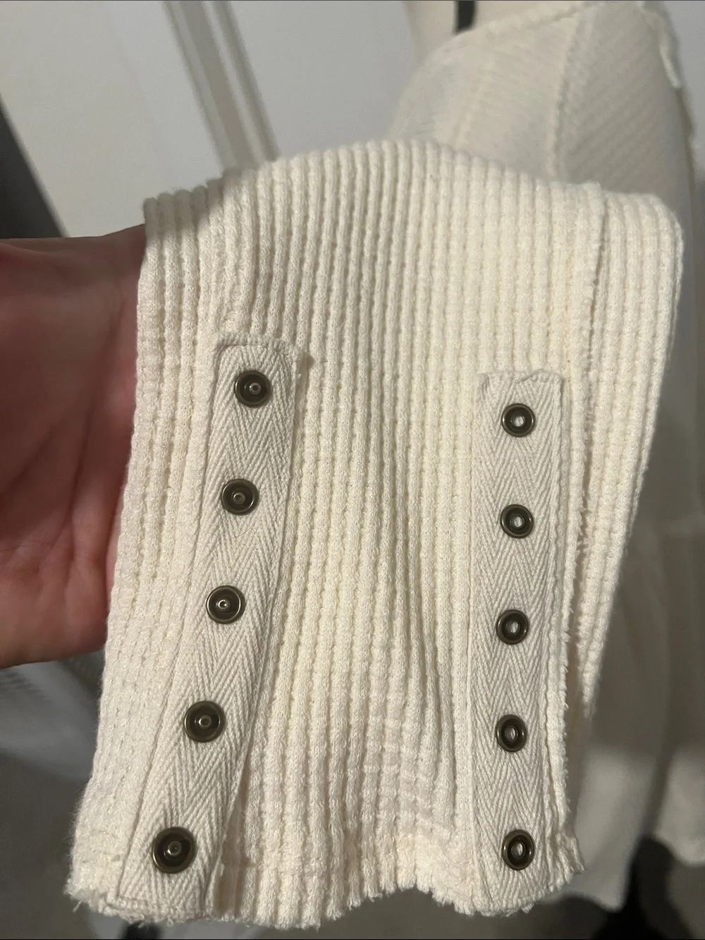 We The Free Oh My Babydoll Thermal Waffle Knit Peplum Hem Shirt Boho Casual - Picture 8 of 12